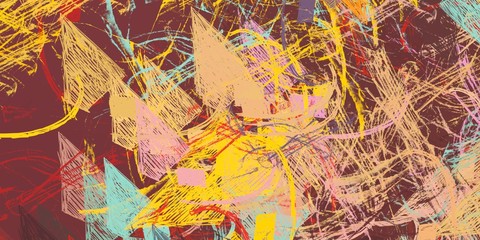 Crazy sketch random pattern. Chaos and variety. Modern art drawing painting. 2d illustration. Digital texture wallpaper. Artistic sketch draw backdrop material. 