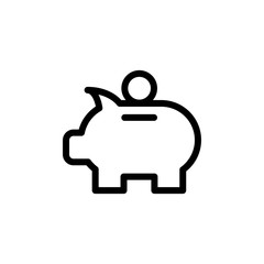 flat line pig coin, investment to become rich icon symbol sign, logo template, vector, eps 10
