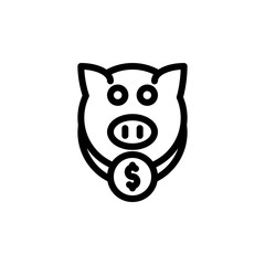 flat line pig coin, investment to become rich icon symbol sign, logo template, vector, eps 10