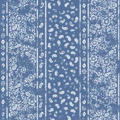 Fotobehang Blauw wit Het naadloze chintz-design dat mooi is bij onregelmatigheden,