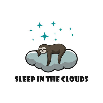 koala sleeping on a clouds cartoon, vector illustration