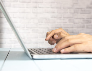 close up of man hand working in the office,Office syndrome and Health care and medical concept