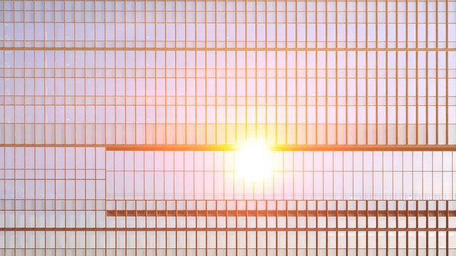 Time lapse sunrise reflected facade building. 