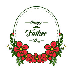 Fototapeta na wymiar Card design for happy father day, ornate green leafy flower frames. Vector