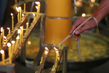 Candles in temple , Buddhism