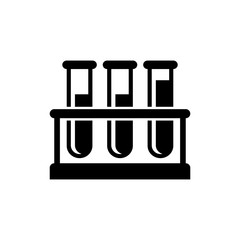 test tubes containing chemical liquids arranged in a row on a shelf. Chemical experiment laboratory tool icon. Science tool graphic resources element