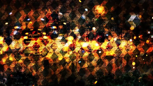Abstract Golden Argyle Pattern and Glimmering Particles - 4K Seamless Loop Motion Background Animation