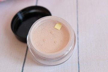 Jar with cosmetic. Face Foundation