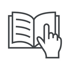 Line icon book and hand