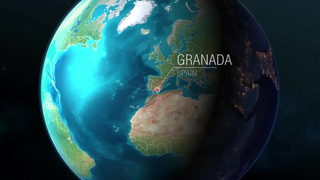 Spain - Granada - Zooming from space to earth