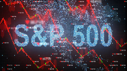 Fototapeta na wymiar S&P 500 stock market index chart - Conceptual graphic 3D illustration rendering