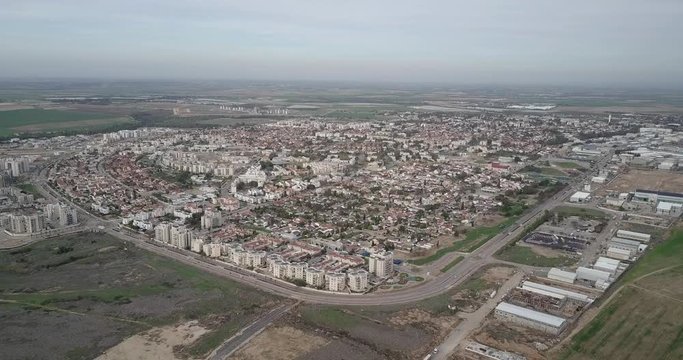 Netivot city Aerial view Netivot, Drone shot, western Negev, Israel
