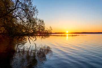 Obraz na płótnie Canvas Dawn on the lake. Pskov region