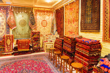 Fabulous inside view of carpet shop in the Grand Bazaar