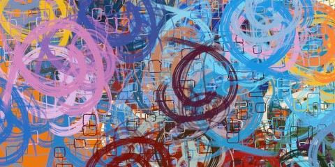 Abstract sketch random pattern. Chaos and variety. Modern art drawing painting. 2d illustration. Digital texture wallpaper. Artistic sketch draw backdrop material. 