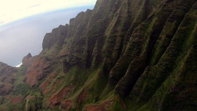 Shot Seven. Open Door Helicopter Ride over the Cathedrals of Na Pali Coast and Honopu Valley.