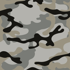 Military camouflage seamless pattern. Khaki texture. Trendy background. Abstract color vector illustration. For design wallpaper, wrapping paper, fabric.