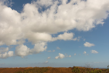 field and blue sky white clouds