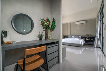 home interior design in bedroom of the loft house