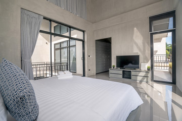 home interior design in bedroom of the loft house