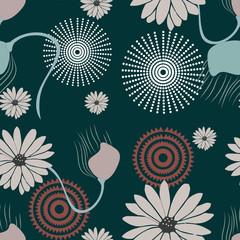 seamless floral pattern with geometic
