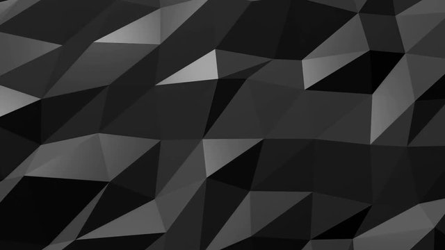 Abstract cg polygonal crystal Black surface. Geometric poly triangles motion background.