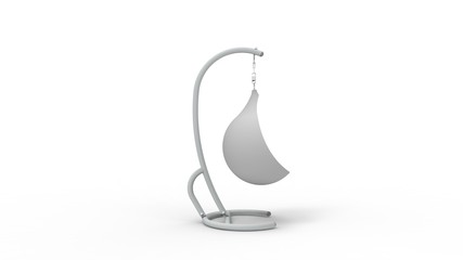 3d rendering of a hanging egg chair isolated in white studio background