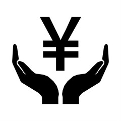 Fototapeta premium Hands and money sign Yuan China. Take care money sign ten eps