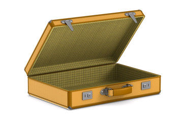 open travel bag on white background. Isolated 3D illustration