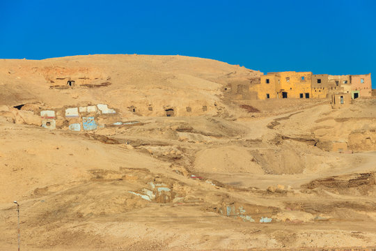 Uninhabited village of Kurna (also Gourna, Gurna, Qurna, Qurnah or Qurneh) located on the West Bank of the River Nile opposite the modern city of Luxor in Egypt near the Theban Hills