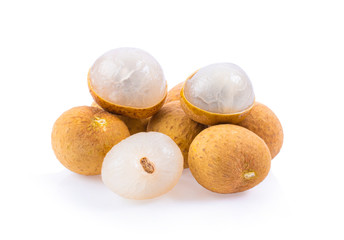fresh longan on white background.