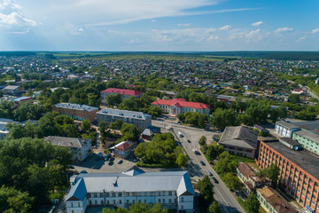 Rezh city. Russia, Sverdlovsk region. Summer, sunny. Aerial