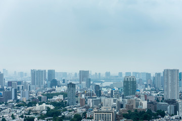Fototapeta na wymiar 梅雨空の東京　高層ビルからの眺望