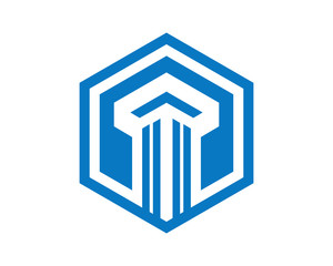 Pillar hexagon logo icon template