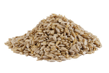 Heap of sunflower seeds isolated on white background
