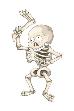 Human Skeleton Standing with Leg, cartoon Character
