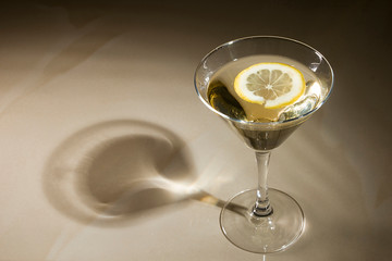 Glass with daiquiri and lemon