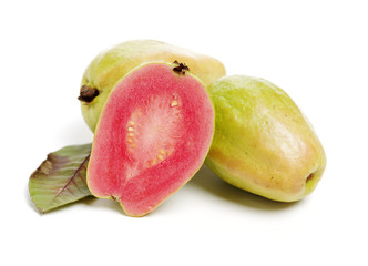 Pink guava isolated on white background