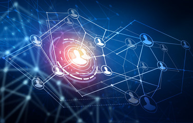 Social connection lines with glowing center.