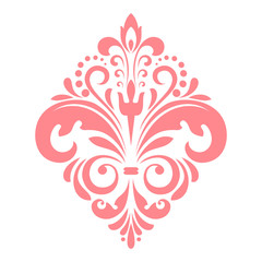 Damask graphic ornament. Floral design element. Pink vector pattern