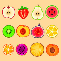 Fruits set in sections