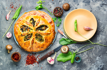 Vegetable pie with mushrooms