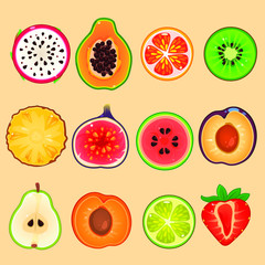 Fruits set in sections 2