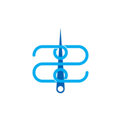 letter z thread needle symbol logo vector