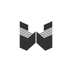letter w stripes geometric logo vector
