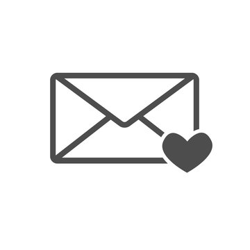 Love letter with heart, vector image