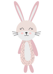 Cute cartoon rabbit in scandinavian style. Childish print for nursery, kids apparel,poster, postcard