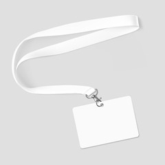 Lanyard with id card. Vector illustration isolated on white background. Ready template to use for for presentations, conferences, design. EPS10.	