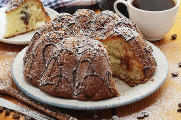 A biscuit cake with chocolate