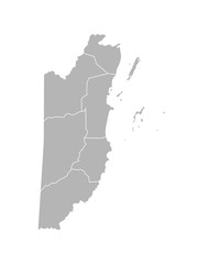 Vector isolated illustration of simplified administrative map of Belize﻿. Borders of the districts (regions). Grey silhouettes. White outline